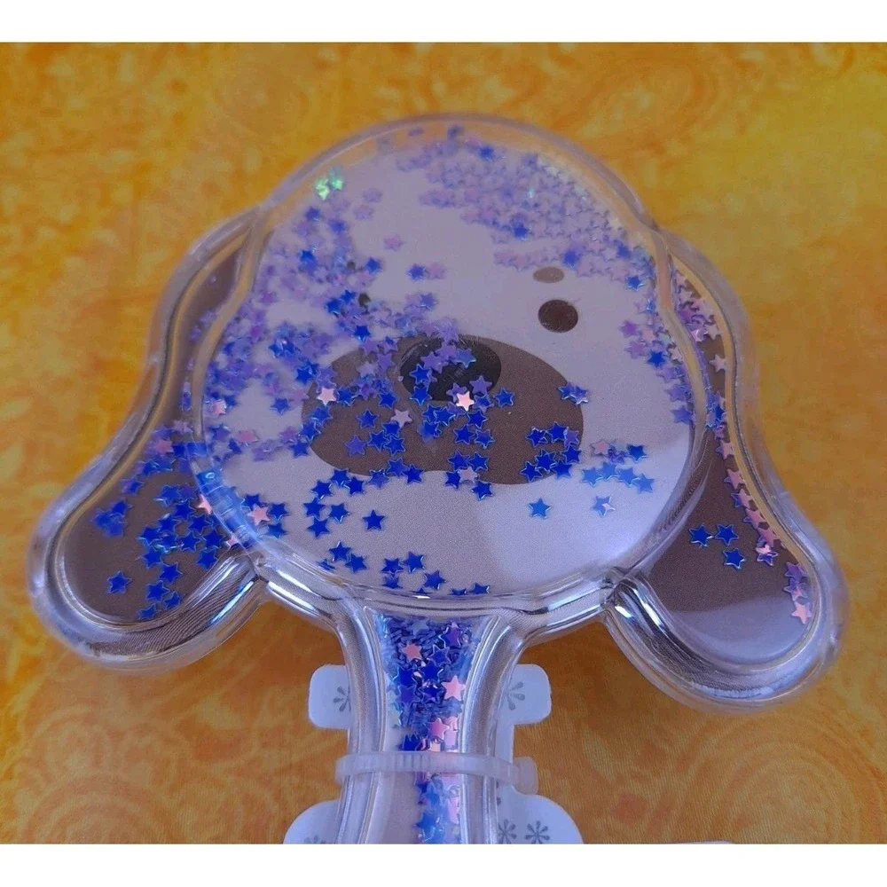 Glitter Dog Shaped Hair Brush Brown‎ Dog With Purple Glitter Massage Scalp